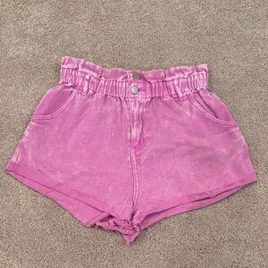 Purple High-Waisted Jean Shorts